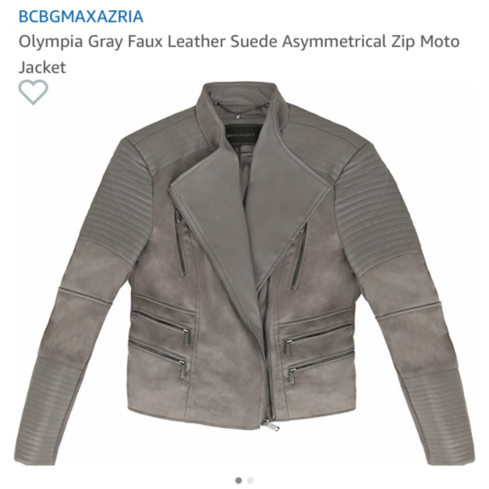 BCBG MAXAZRIA Olympia Gray Faux Leather Suede Coat